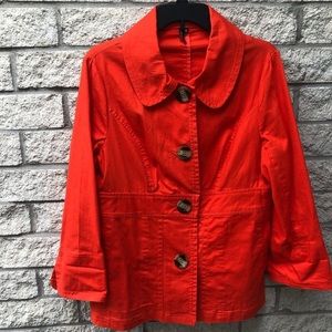 Orange Mod Button Up Coat
